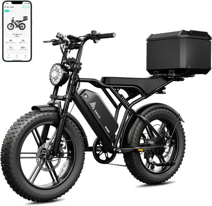 1500W All-Terrain Fat-Tire Electric Bike  20″ Wheels, 60-Mile Range, 28 MPH Top Speed