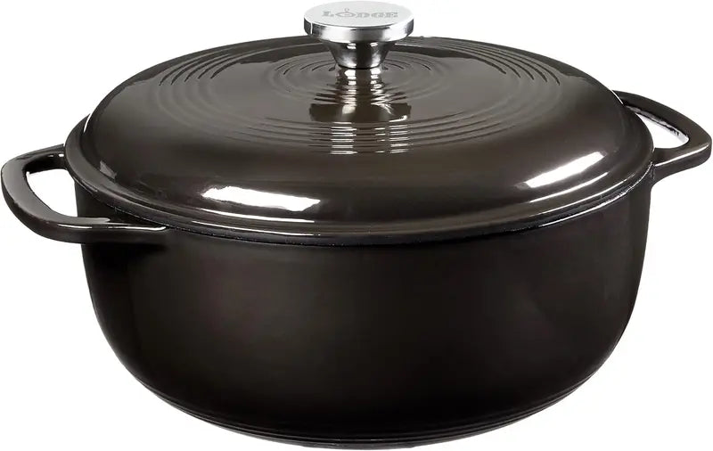 Lodge 6-Quart Caribbean Blue Enamel Cast Iron Dutch Oven  Ideal for Braising, Baking, and Slow Cooking