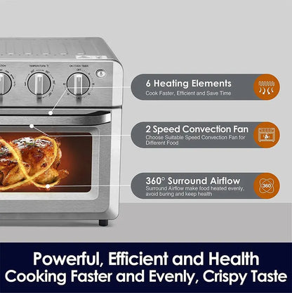 AUMATE Countertop Convection Oven  Compact 6-in-1 Air Fryer & Baking Oven