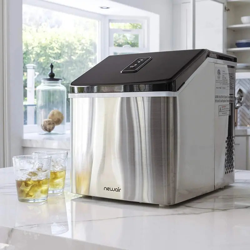 NewAir Stainless Steel Clear Ice Maker  40 lbs/Day Portable Countertop Unit