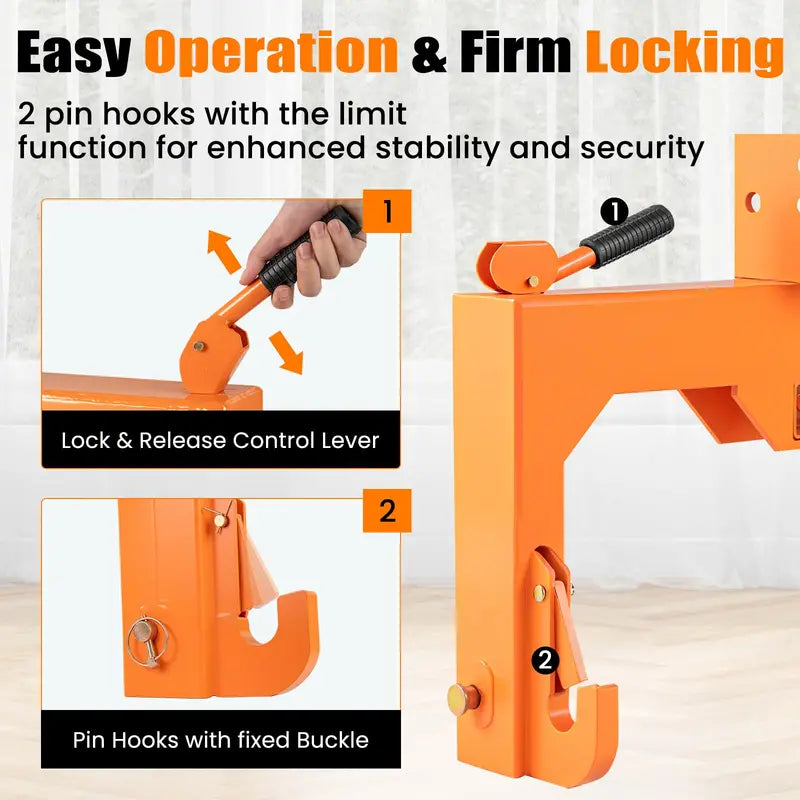 Adjustable 3-Point Quick Hitch  3000 lb Towing Capacity with 5-Position Height Settings