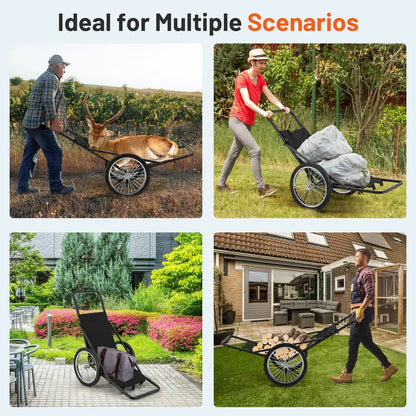 Heavy-Duty Folding Deer Hauler Cart — 550-LB Capacity, Polyester Liner & All-Terrain Rubber Wheels