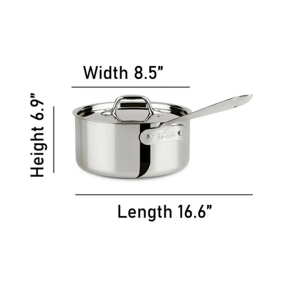 All-Clad D3 Stainless Steel 3-Quart Saucepan with Lid  Tri-Ply Bonded Cookware