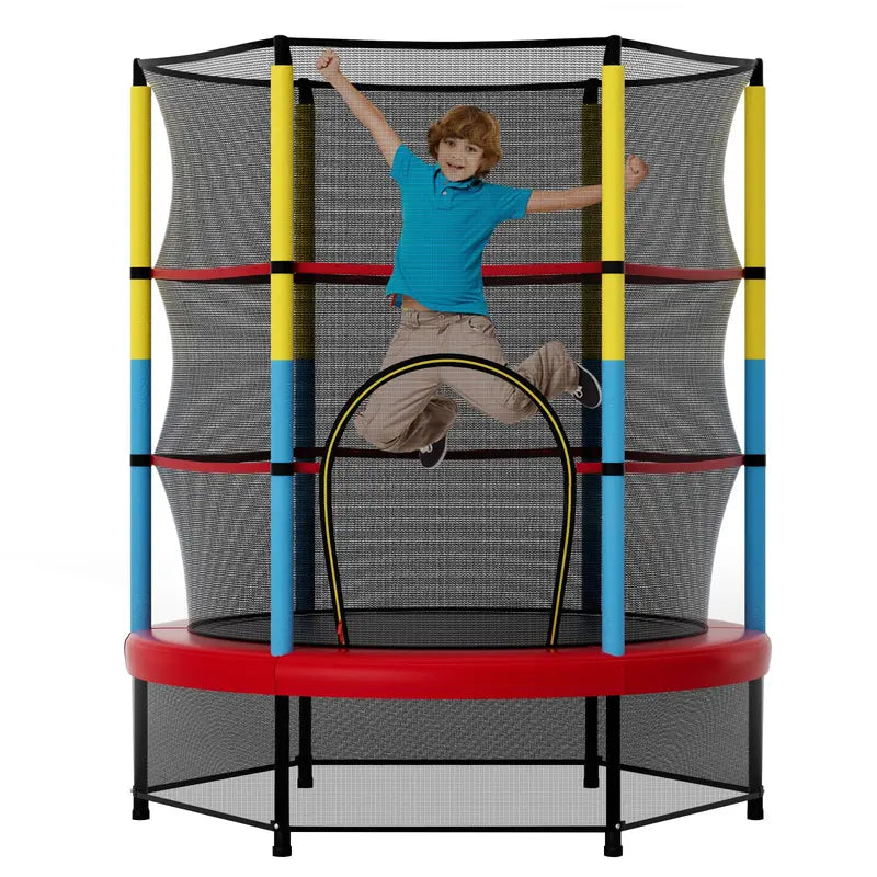 55-Inch ASTM-Certified Kids’ Trampoline with Enclosed Safety Net for Toddlers
