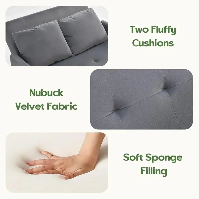 Compact 3-in-1 Loveseat Sleeper Sofa  Pull-Out Convertible Couch for Small Living Areas