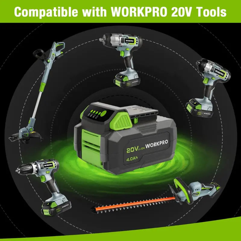 WORKPRO 20V 4.0Ah Lithium-Ion Battery  High-Capacity Power Pack for Cordless Tools