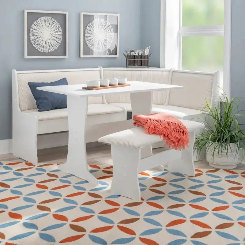 Sedley Farmhouse-Style Nook Dining Set  Compact Dining Ensemble with Integrated Storage Solutions