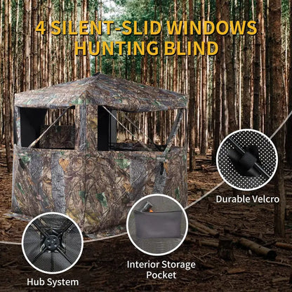 FUNHORUN 360° See-Through Hunting Blind, Camouflage, Easy Setup, Accessible Design, Fits 2-3 Hunters