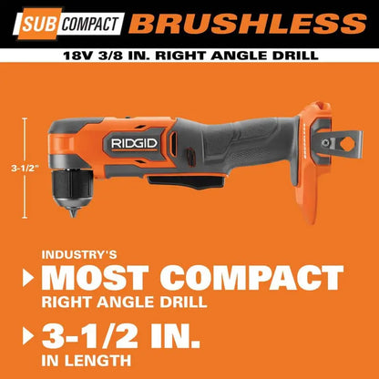RIDGID 18V SubCompact Brushless Cordless 3/8 in. Right Angle Drill (Tool Only) R87701B