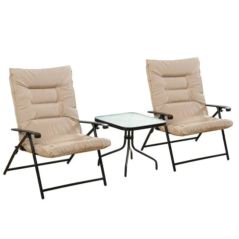 Kozyard Elsa 3-Piece Outdoor Bistro Set with Padded Folding Chairs and Table