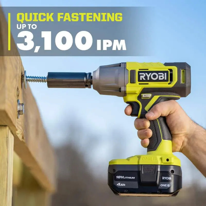 RYOBI ONE+ 18V Cordless 1/2 in. Impact Wrench Kit with 4.0 Ah Battery and Charger PCL265K1