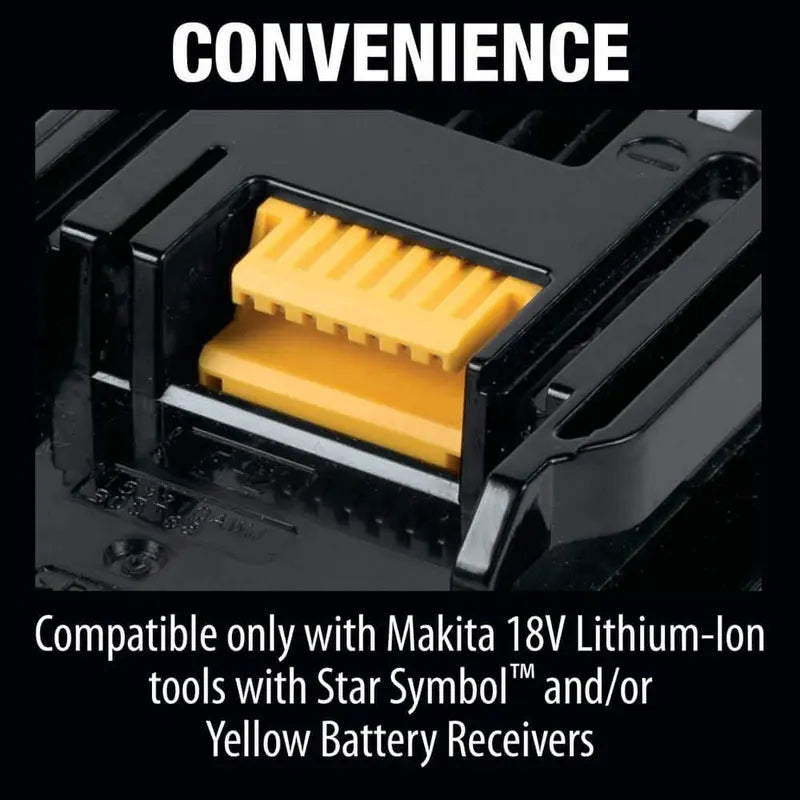 Makita 18-Volt LXT Lithium-Ion Battery and Rapid Optimum Charger Starter Pack (5.0Ah) with bonus 18V LXT Inflator (Tool-Only) BL1850BDC2DMP18