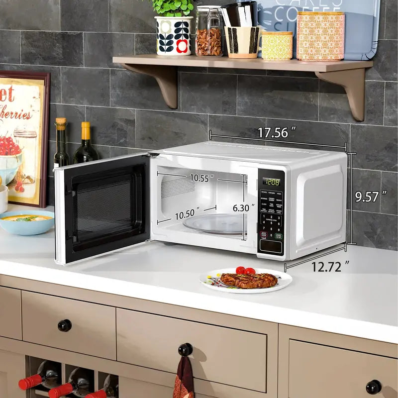 Mainstays 0.7 Cu. Ft. Countertop Microwave Oven  700-Watt, Compact White Appliance with Simple Controls
