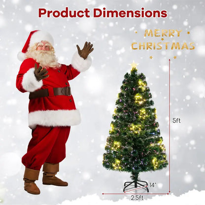 5-Foot Pre-Lit Fiber Optic Christmas Tree with Adjustable Star Lights