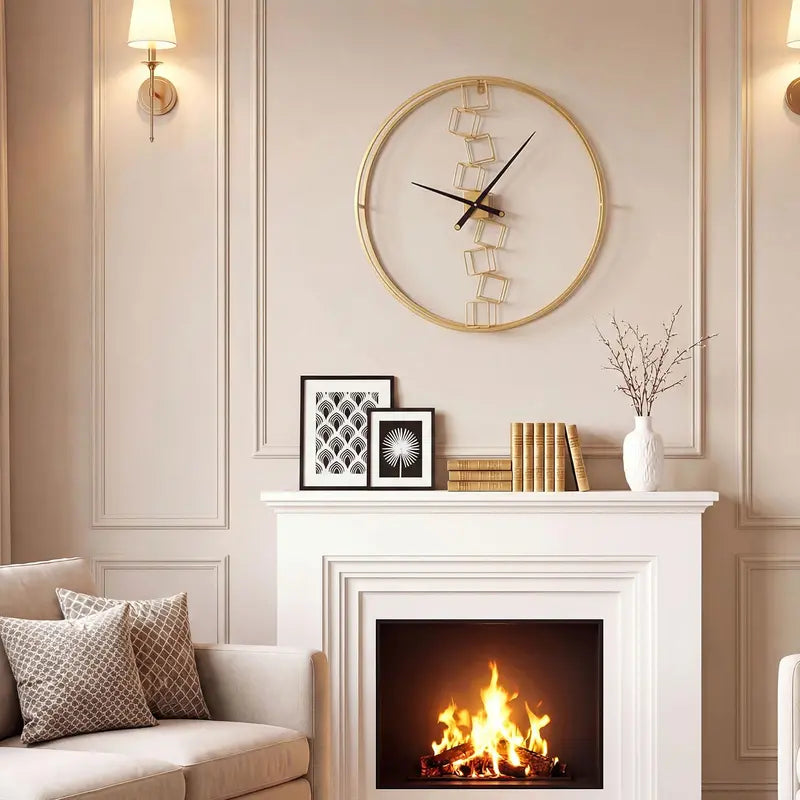 27-Inch Nordic-Style Battery-Powered Metal Wall Clock for Modern Living Rooms