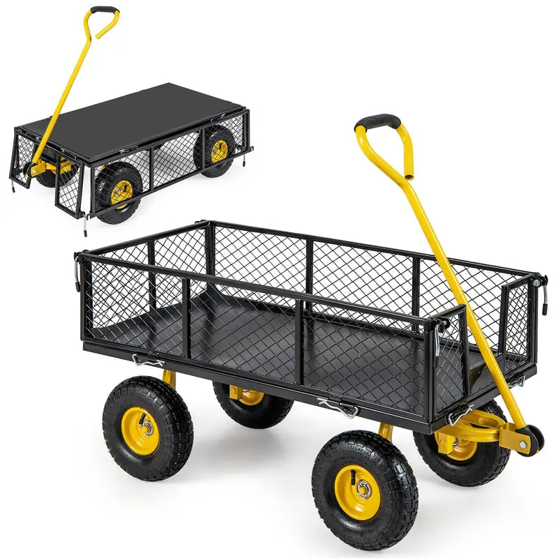 Heavy-Duty Utility Garden Wagon  900 lb Capacity Outdoor Cart with 4 Removable Side Panels (43″ × 21″ × 36″)