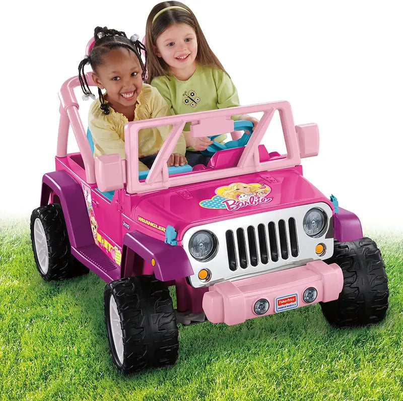 Power Wheels Barbie Jammin’ Jeep Wrangler  Ride-On Vehicle for Kids with Realistic Styling & Sounds