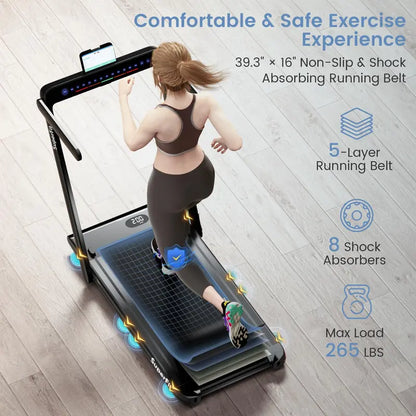 Compact Under-Desk Folding Treadmill, 2.25 HP Home Office Walking Treadmill with Touchscreen Control