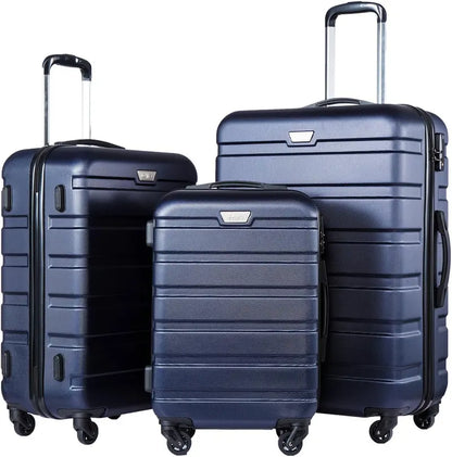 Coolife 3-Piece Lightweight Spinner Luggage Set  Hardshell Suitcases with TSA Locks