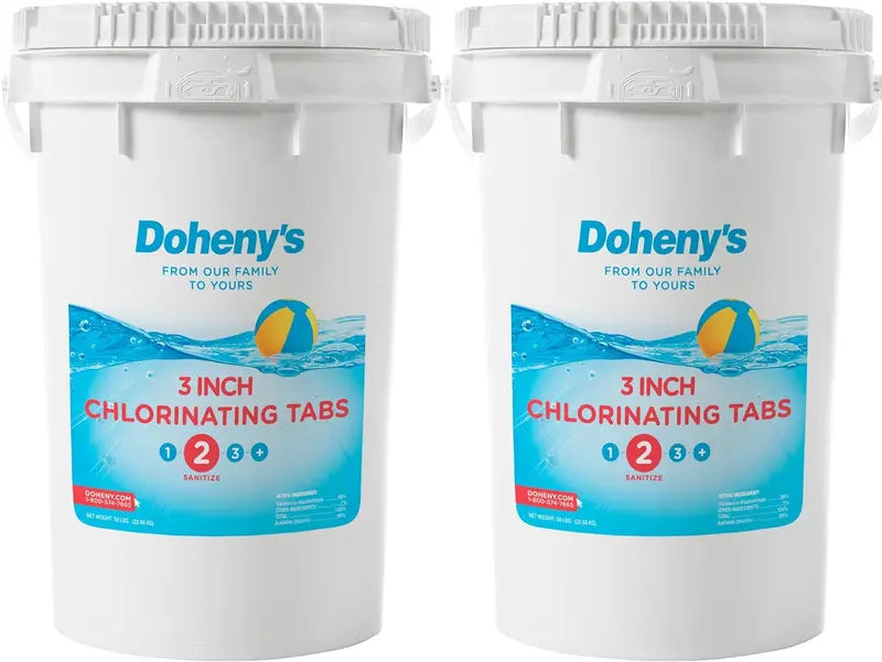 Doheny’s Premium 3″ Stabilized Chlorine Tablets  99% Pure Tri-Chlor, Slow-Dissolving, Individually Wrapped, 50 lb Pail