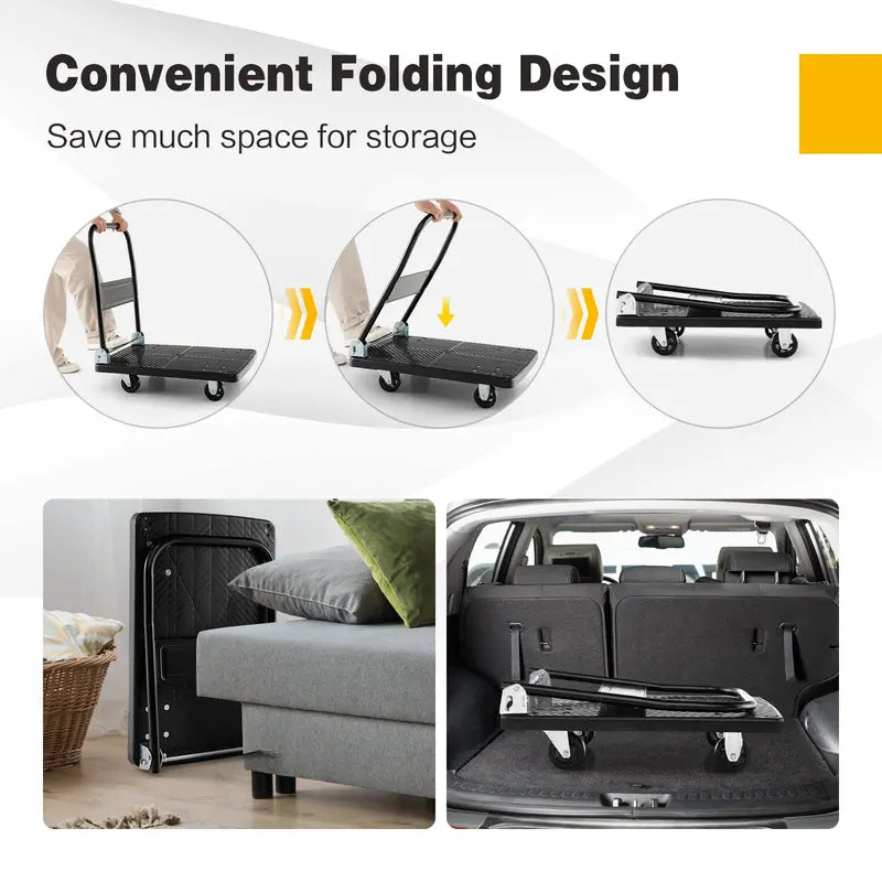 Foldable Hand Truck Dolly, 440-LB Load Capacity Moving Platform (28″ x 19″)