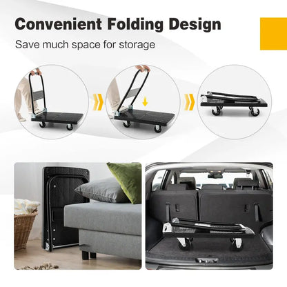 Foldable Hand Truck Dolly, 440-LB Load Capacity Moving Platform (28″ x 19″)