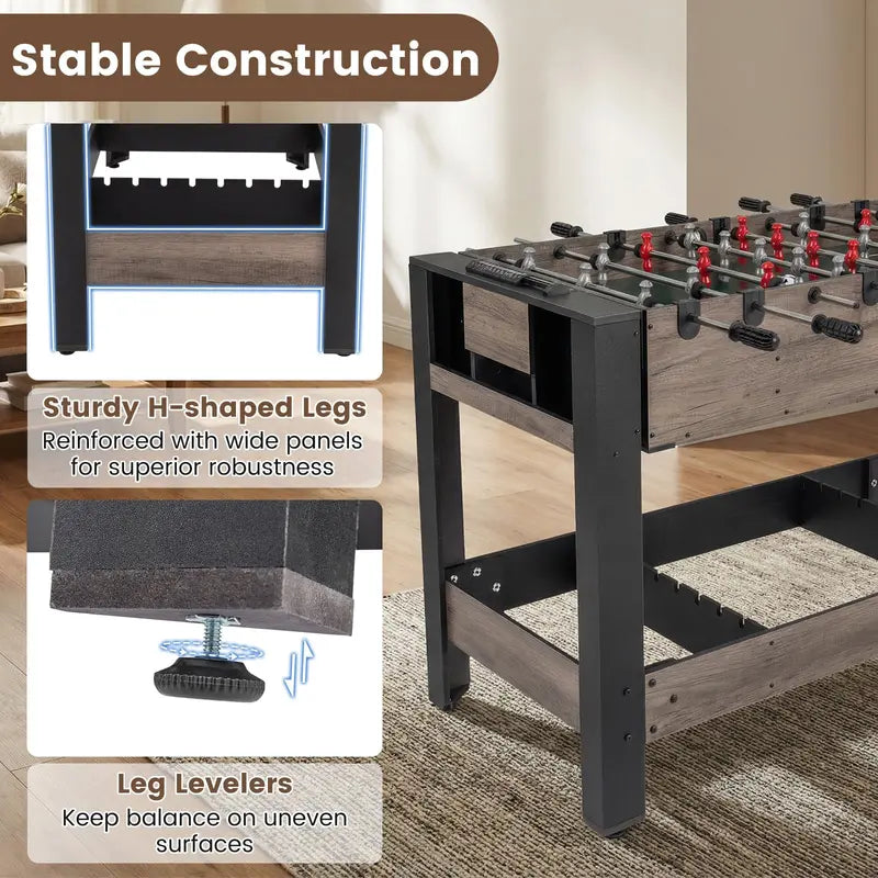 Swivel 3-in-1 Game Table Featuring Foosball, Pool, and Table Tennis Surfaces
