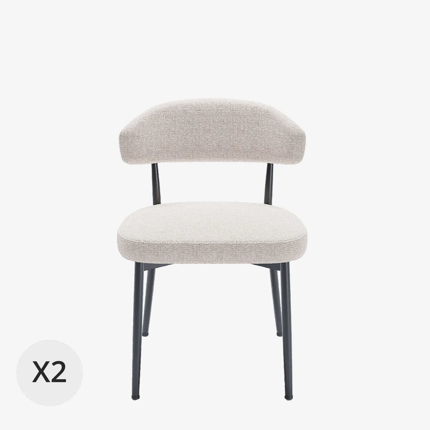 Lot de 2 chaises de salle   manger en velours cr me & m tal noir Mona