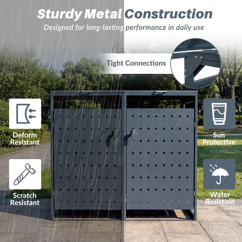 44-Cubic-Foot Outdoor Storage Bin with Dual Locking Doors, Gas Struts & Shock Absorption
