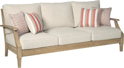Coastal-Inspired Outdoor Eucalyptus Terrace Sofa Set