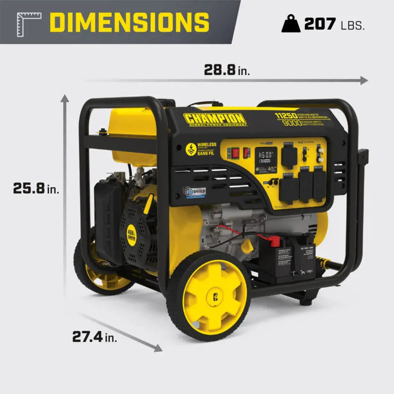9000W Wireless Start Portable Generator  CO Shield Safety Technology & Smart Monitoring