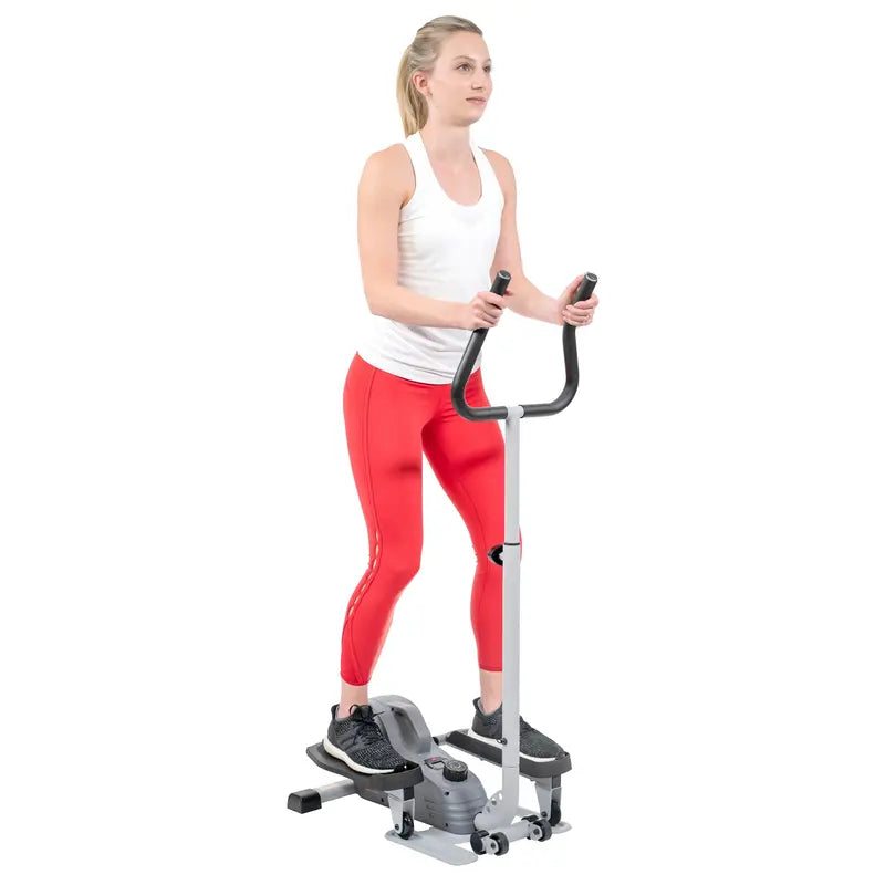 Sunny Health & Fitness Compact Magnetic Elliptical Trainer with Adjustable Handlebars, 8 Resistance Levels, SF-E3988