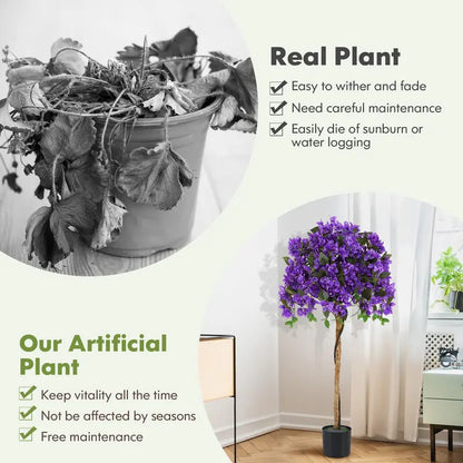53-Inch Lifelike Bougainvillea Artificial Tree  576 Vibrant Silk Flowers with Natural Branch Structure