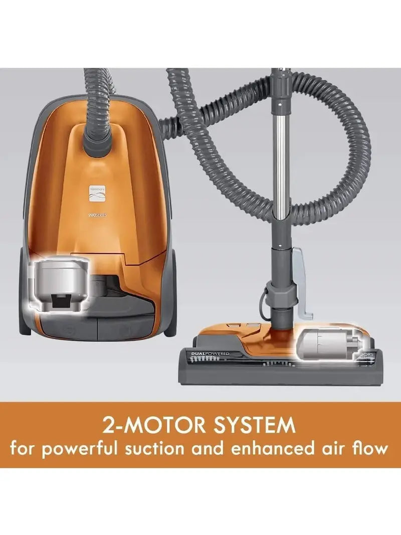 Kenmore 81214 Bagged Canister Vacuum  200 Series Upright-Style Cleaner with Attachments, Orange Design