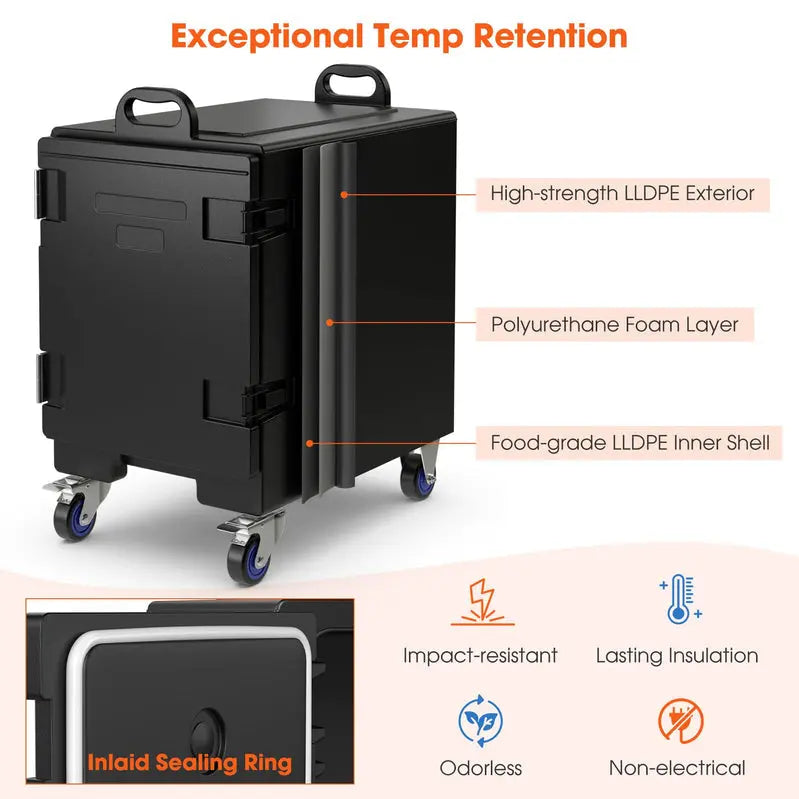 Heavy-Duty Insulated Food Pan Carrier  Holds Five Full-Size Gastronorm Pans, Thermal Retention Design
