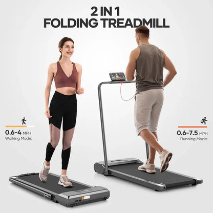 Foldable Under-Desk Walking Pad Treadmill — Dual-Mode (Walking/Running), 7.5 MPH, LED Display & Remote Control