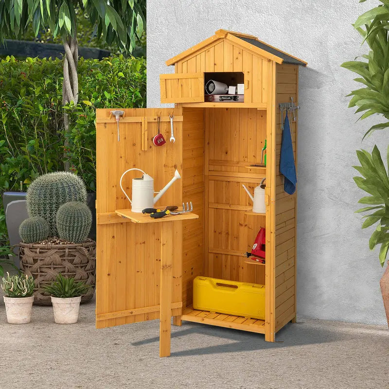 Lockable Wooden Outdoor Storage Shed  Garden Cabinet with Secure Doors