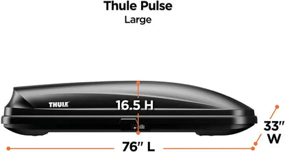 Thule Pulse Large Rooftop Cargo Box  Aerodynamic, Weatherproof Roof Rack Carrier in Matte Black