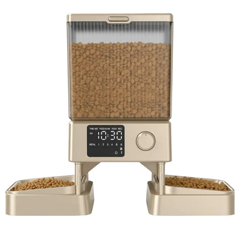 Dual-Bowl Smart Feeder with 5-Liter Airtight Dry Food Storage Container