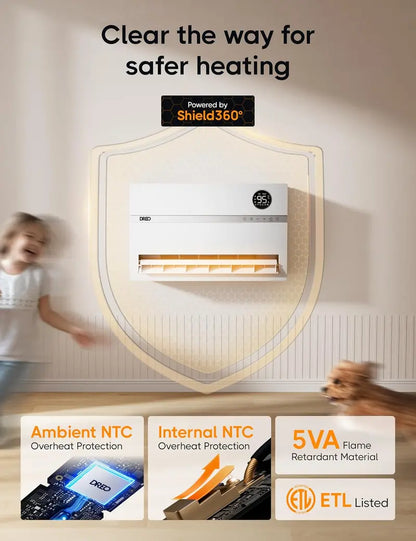 Dreo WH719S Smart Wall Heater | 1500W Vertical Oscillating Heater with 120° Sweep, Alexa Integration, 24H Timer, Remote & Adjustable Thermostat for Compact Spaces