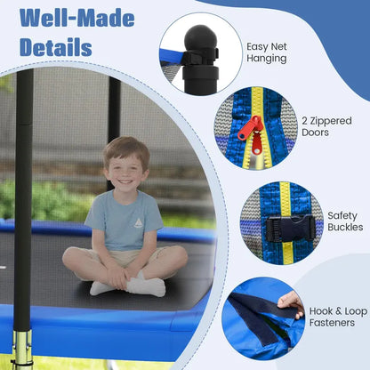 10 x 8 Foot Heavy-Duty Toddler Trampoline with Integrated Basketball Hoop, Soccer Goal, and Non-Slip Ladder