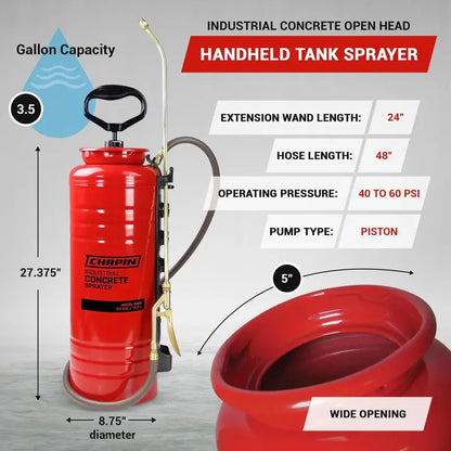 Chapin 1949 Tri-Poxy Concrete Sprayer  3.5-Gallon Industrial-Grade Open-Head Tank