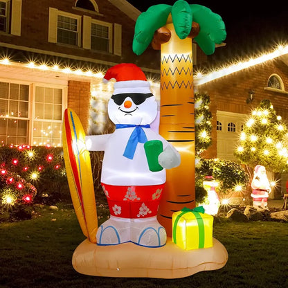 JingleJoy 8ft Inflatable Santa & Snowman with LED Lights  Outdoor Christmas Decor