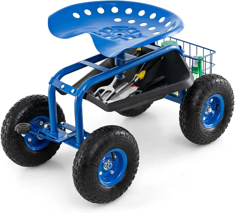 Compact Gardening Scooter Wagon with Wheels for Lawn and Patio Tasks
