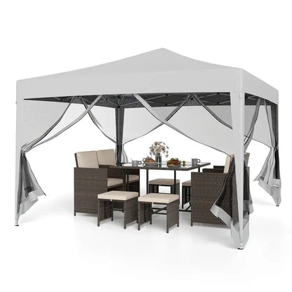 10×10 FT Pop-Up Canopy Tent  Instant Setup Outdoor Shelter with Mesh Panels, Carry Bag & Adjustable Height
