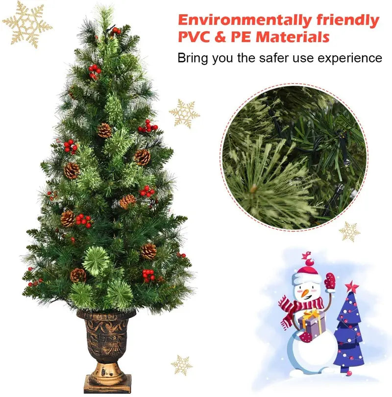 5-Foot Pre-Lit Tabletop Christmas Tree  Compact Artificial Entrance Fir with 100 Energy-Efficient LEDs
