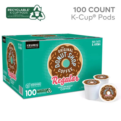 The Original Donut Shop Medium Roast Coffee Pods, 100 Count  Compatible with Keurig K-Cup Brewers, Kosher Certified