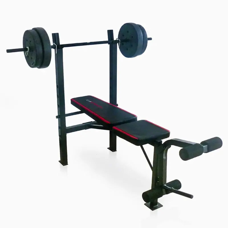 Adjustable Weight Bench with Power Rack, Leg Extension, and 90 lb. Capacity