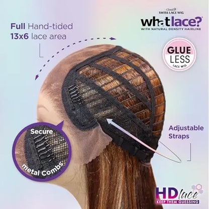 Sensationnel Whatlace Latisha 13¡Á6 Synthetic Wig with Pre-Plucked HD Lace Hairline  1B Off Black