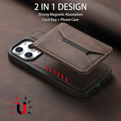 Magnetic Leather Wallet Case for iPhone  MagSafe Compatible with Card Slot